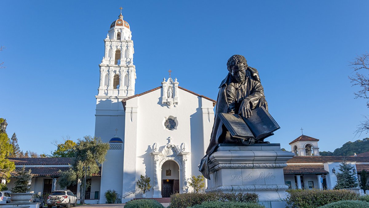 Statue of De La Salle in front of the Chapel