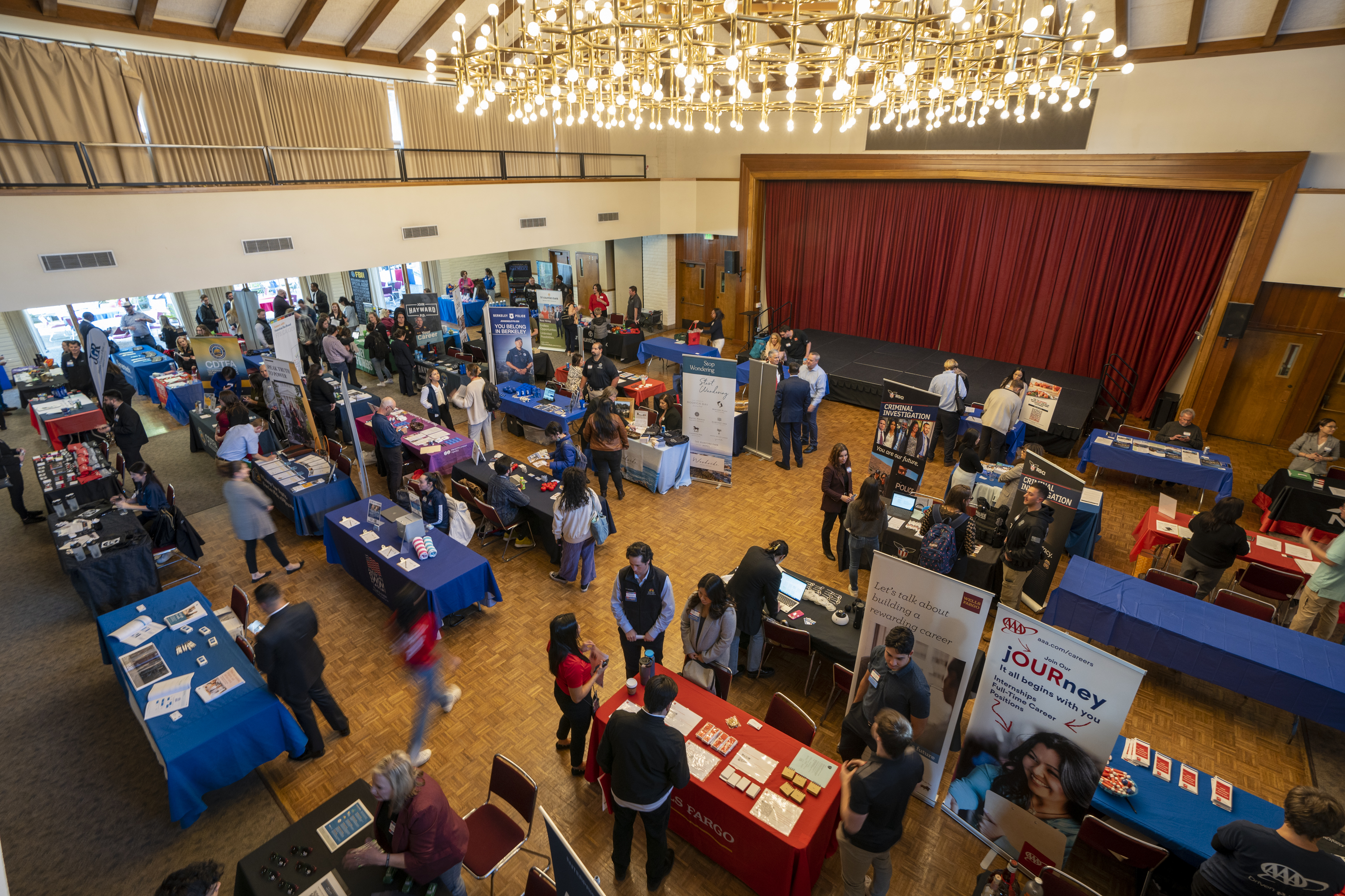 Aerial view of the career fair, including AAA insurance