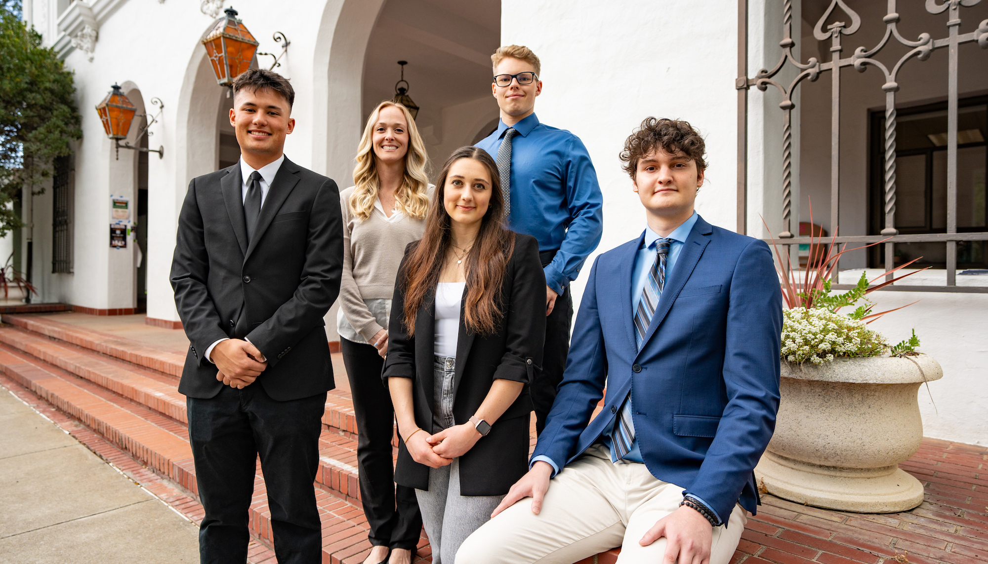 Five students who won the 2024 Lasallian Business Ethics Competition