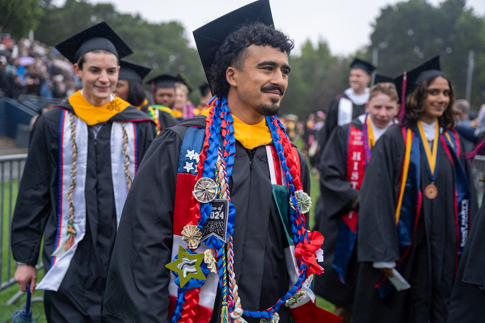 A male Saint Mary's student at 2024 Undergraduate Commencement