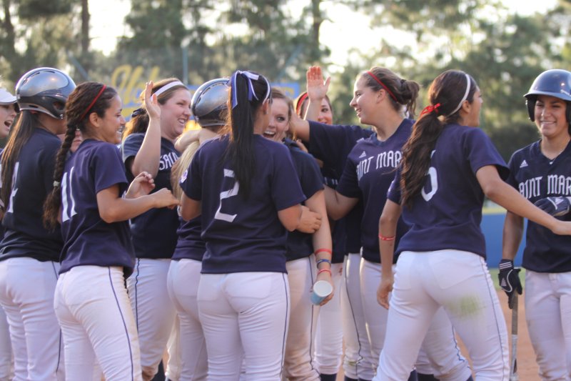 Saint Mary's softball on the field at UCLA during NCAA Tournament 2010