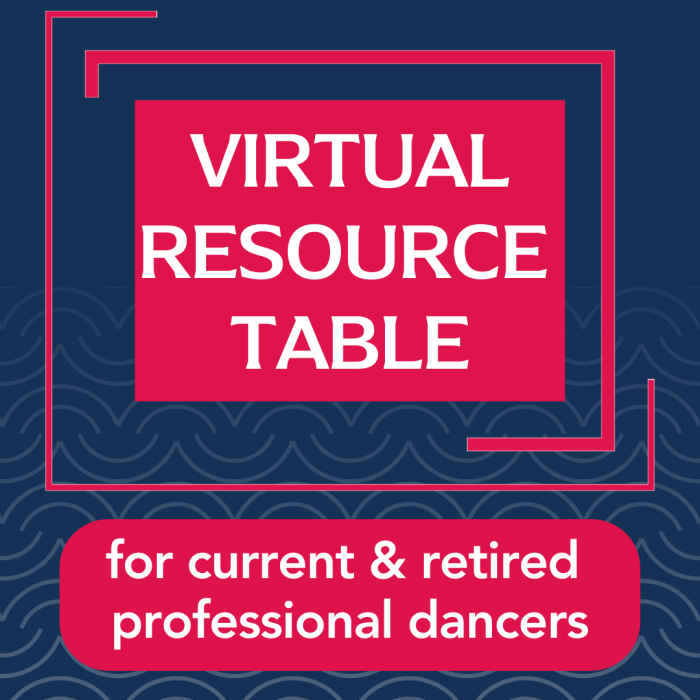 Virtual Resource Table for Current and Retired Professional Dancers