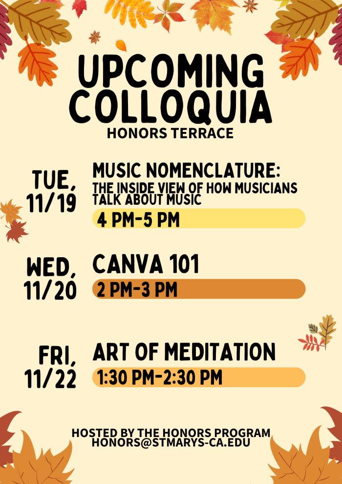 Honors Colloquia Flyer for Week 13 FA24