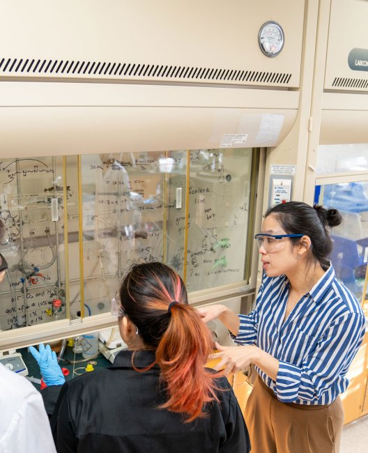 Saint Mary's College students and faculty in a lab class