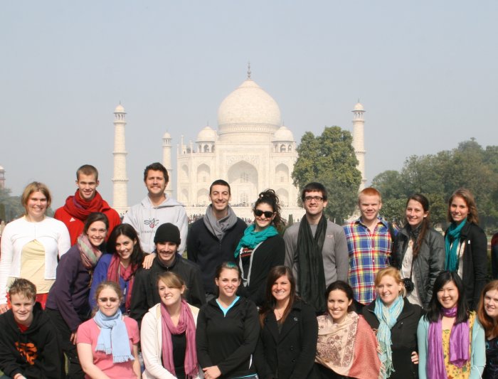 Group standing in front of the Taj Mahal